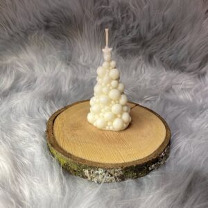 Gömbös fenyő gyertya (fehér)